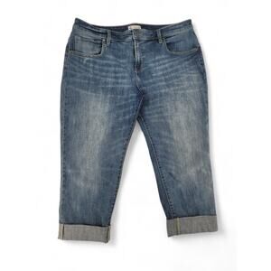 Carve Designs Organic Cotton Boyfriend Jeans‎ Size 12 Mid Rise Cuffed Straight